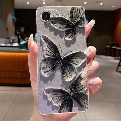 For iPhone 16e Case Clear Luxury Fashion Butterfly Flowers Soft TPU Silicone Jelly Back Cover for Apple iPhone 16e Phone Case