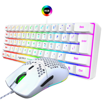 Hot selling HXSJ 61 keys V700 RGB luminous mechanical feel keyboard and mouse combos gaming set for computer game