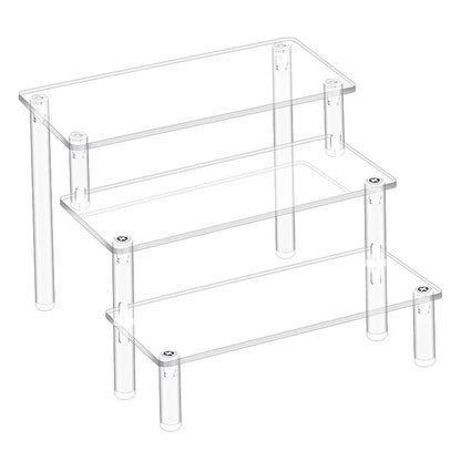 1-4 Tier Acrylic Display Stand Durable Display Rack For Cupcake Perfume Doll Transparent Trapezoidal Blind Box Storage Shelf