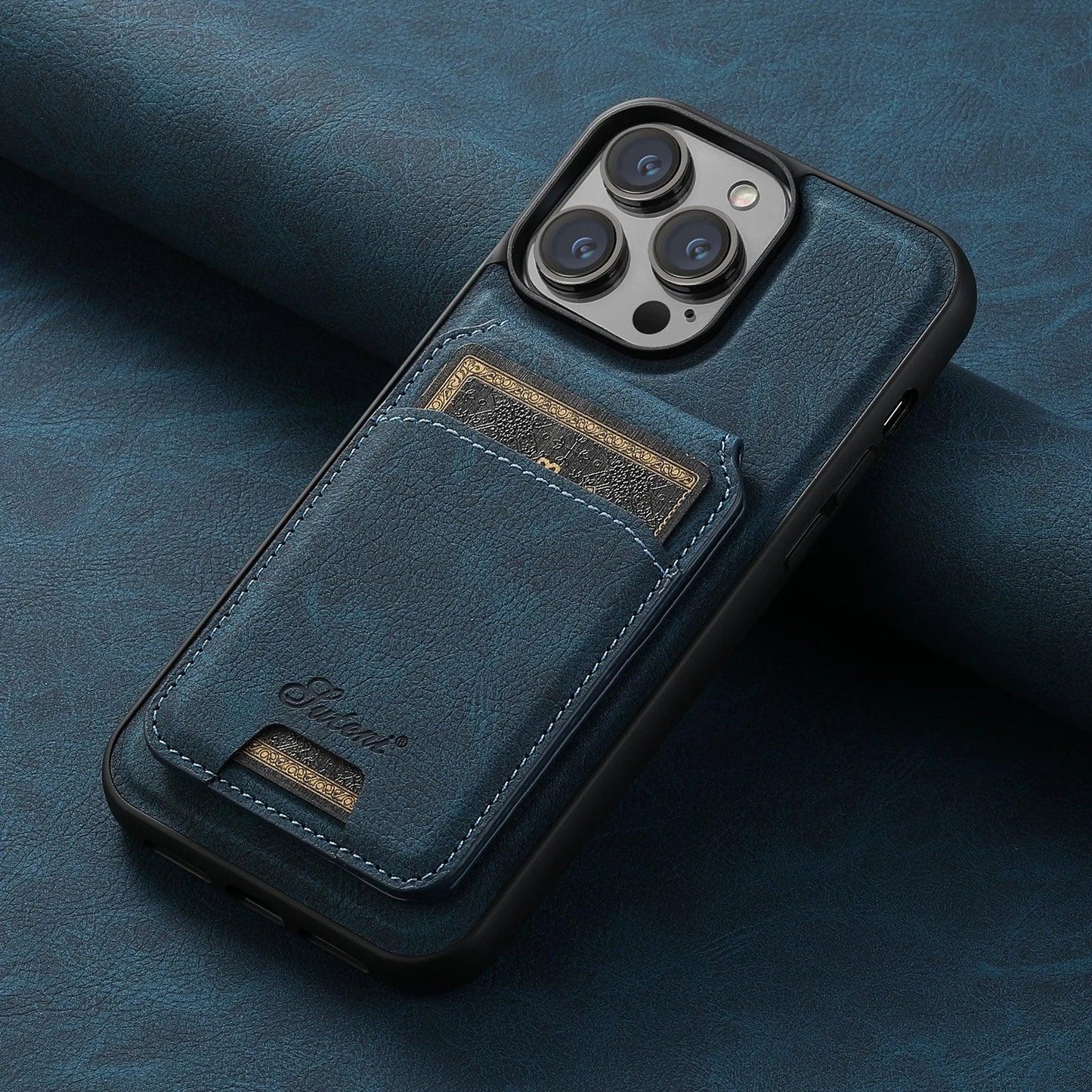 Leather Wallet Case with Card Holder for iPhone