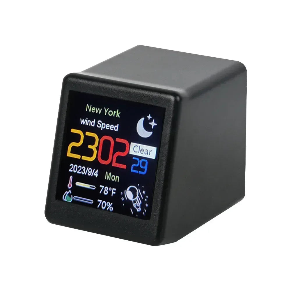 Small Portable Smart Wifi Weather Station Display Weather Temperature Humidity Time Alarm Clock Desktop Decoration - Urbizia