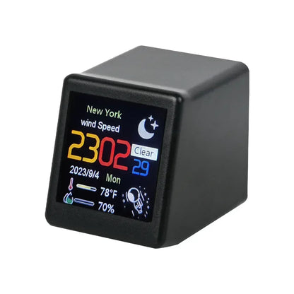 Small Portable Smart Wifi Weather Station Display Weather Temperature Humidity Time Alarm Clock Desktop Decoration - Urbizia