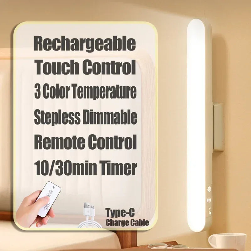 LED Table Lamp Magnetic Hanging USB Rechargeable Desk Lamp 3 Color Reading Light Dimmable Cabinet Closet Wardrobe Night Light - Urbizia