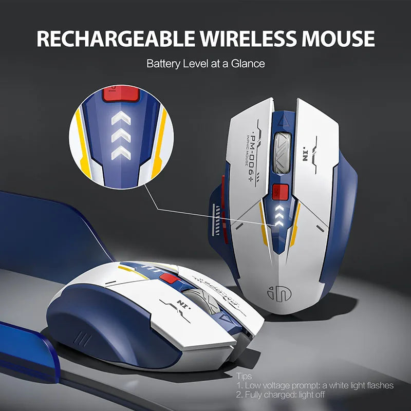 INPHIC F9 Wireless Mouse Rechargeable Silent Office Mouse Power Display Computer Notebook 2.4G Universal Portable Mecha Version
