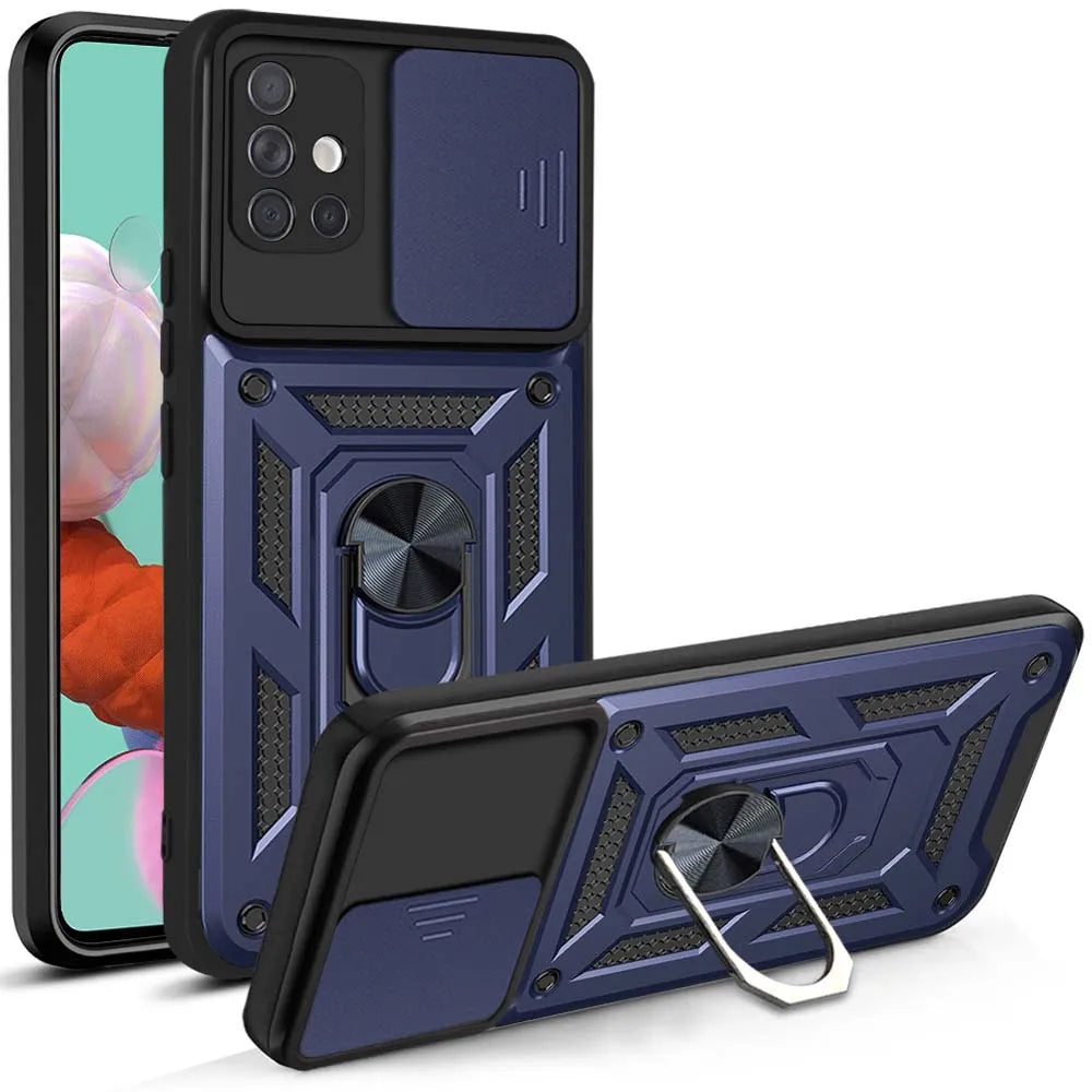Case For Samsung Galaxy A71 A51 A73 A72 A53 A52 A33 A32 A34 A35 A23 A24 A25 Slide Camera Protector 360 Ring Armor PC Hard Cover