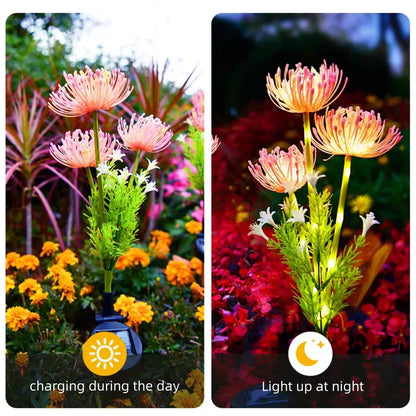 2PC solar powered shore flower ground plug-in lamp, outdoor waterproof, beautiful flower decoration, 1PCourtyard lawn decoration - Urbizia
