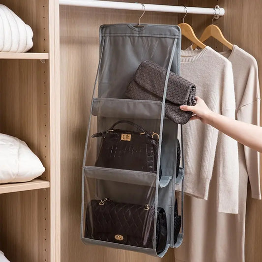 6-Pocket Hanging Handbag Organizer for Closet Storage