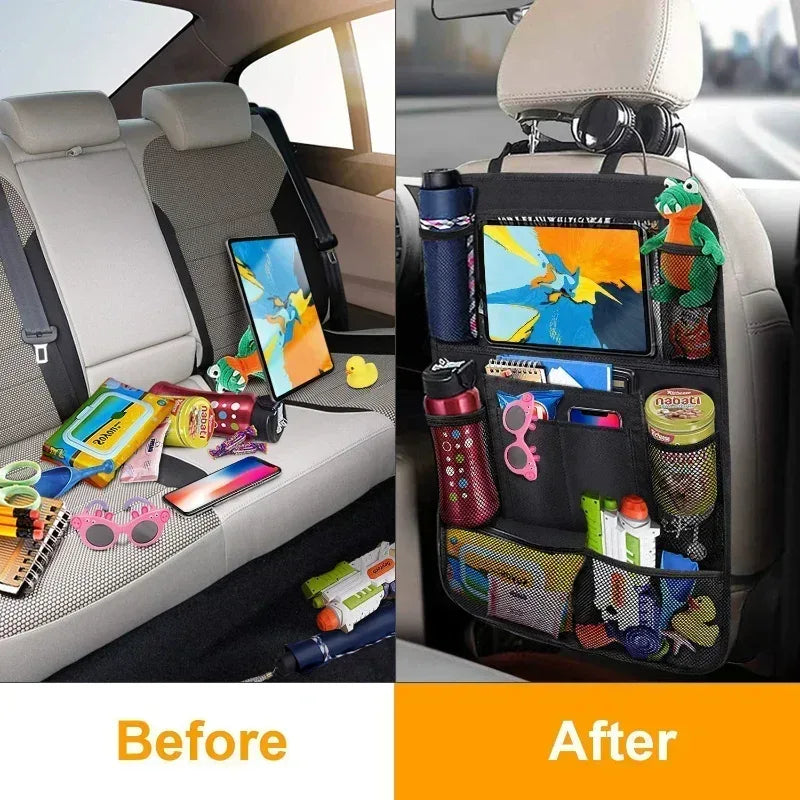 Car Backseat Organizer with Tablet Holder - Multi-Pocket Storage & Seat Protector for Kids/Pets - Urbizia