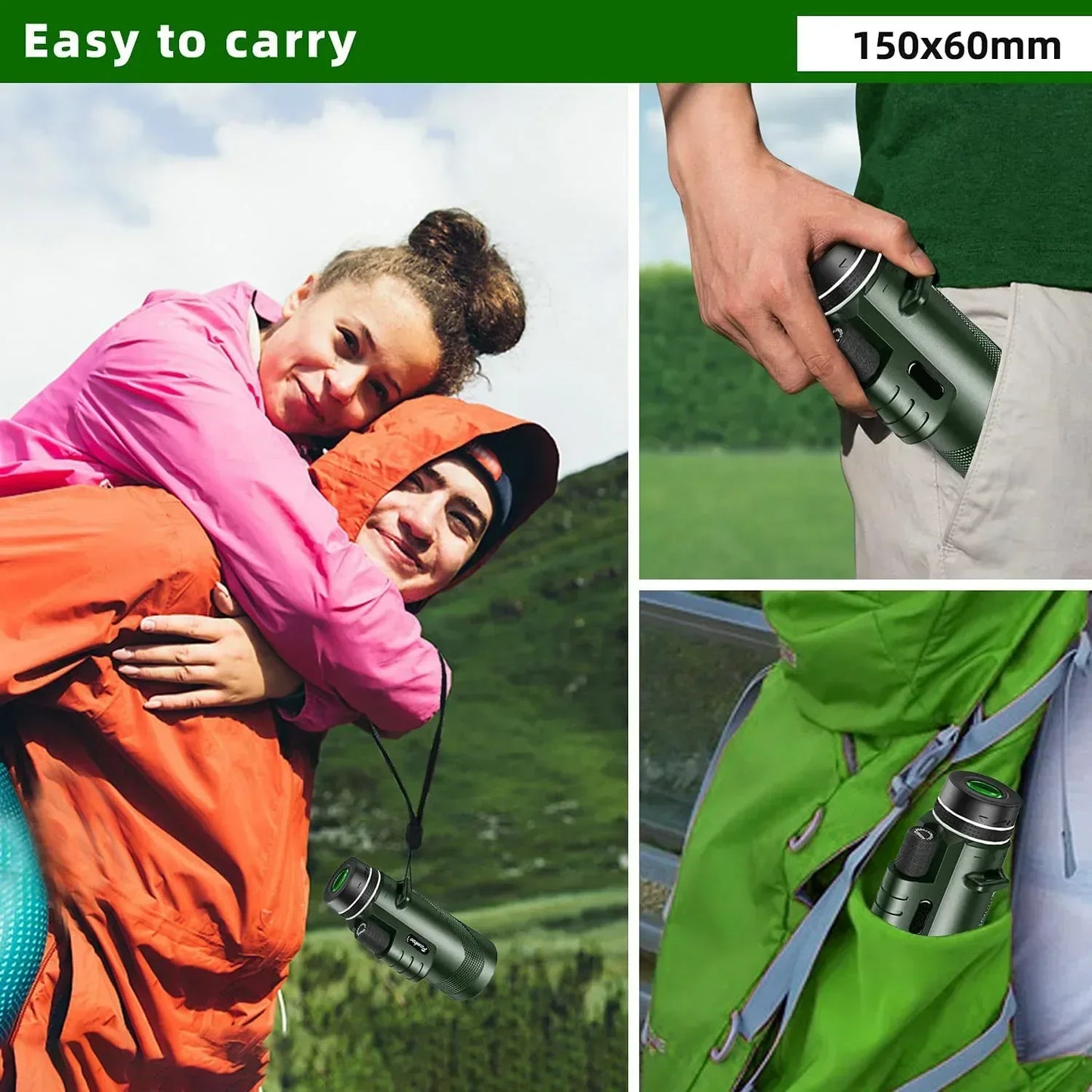 Portabl Powerful 80X100 HD Monocular 50000M Telescope Long Range Zoom With Tripod Phone Clip For Outdoor Hunting Camping Tourism - Urbizia