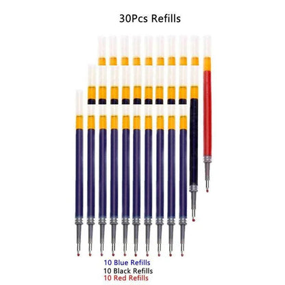 13/30pcs Retractable Gel Pens Set Black/Red/Blue Ink Ballpoint for Writing Refills Office Accessories School Supplies Stationery