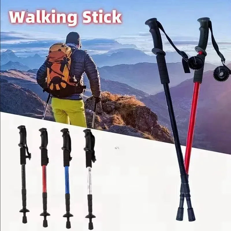 Ultralight Foldable Trekking Poles Shock Absorption Hiking Walking Sticks - Urbizia