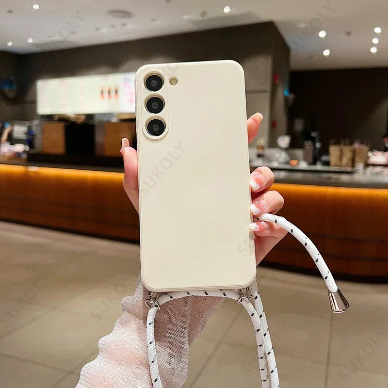 Liquid Silicone Crossbody Lanyard Phone Case for Samsung