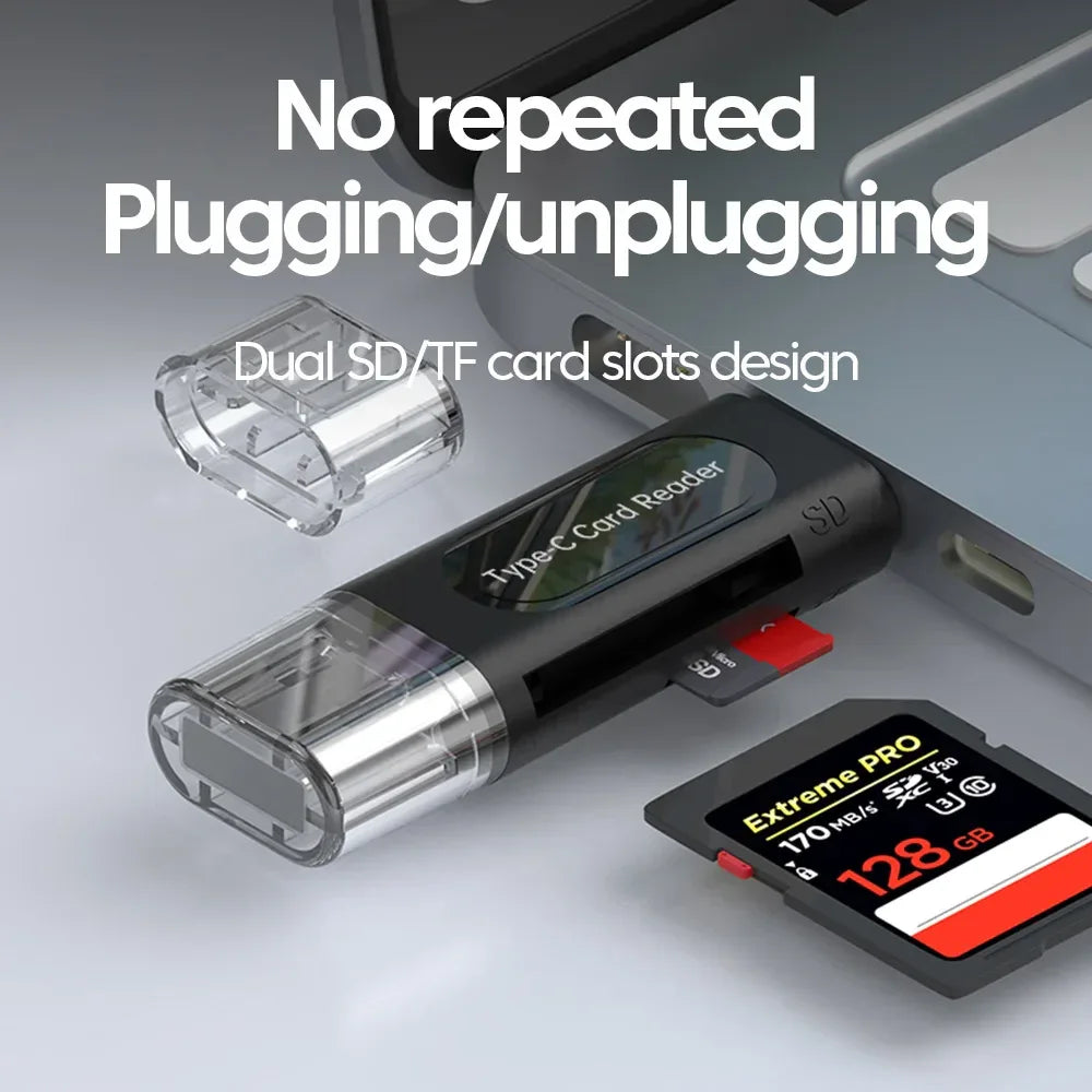 4-in-1 USB Type-C Multi Card Reader Adapter
