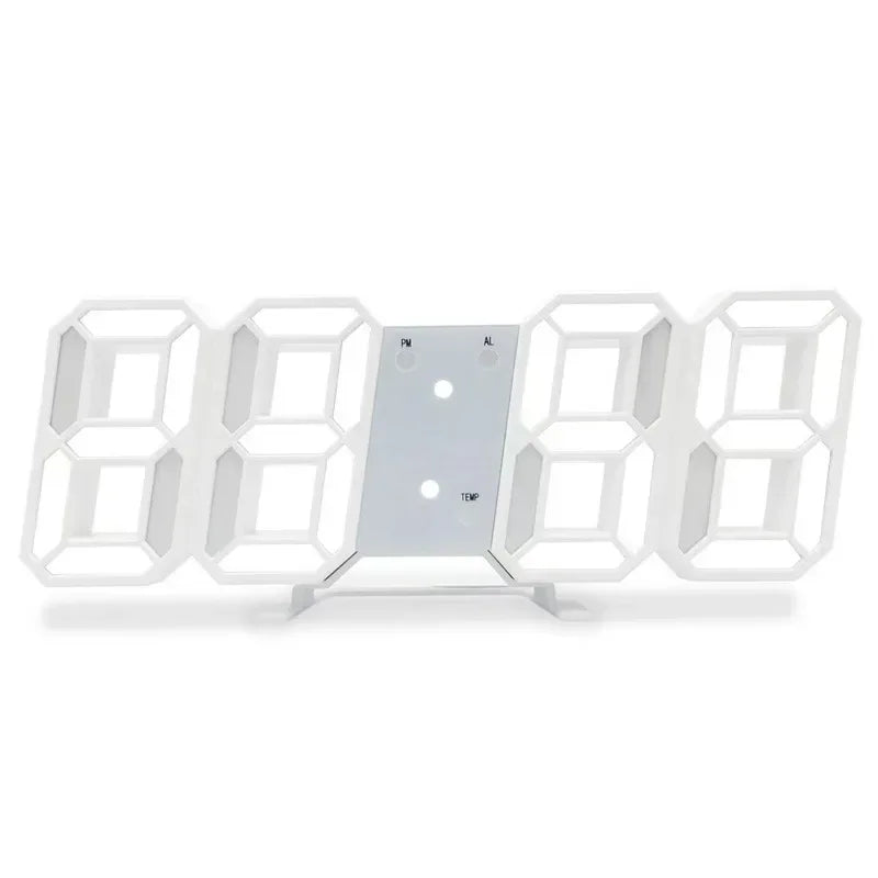 3D LED Digital Clock Luminous Fashion Wall Clock Multifunctional Creative USB Plug in Electronic Clock Home Decoration - Urbizia
