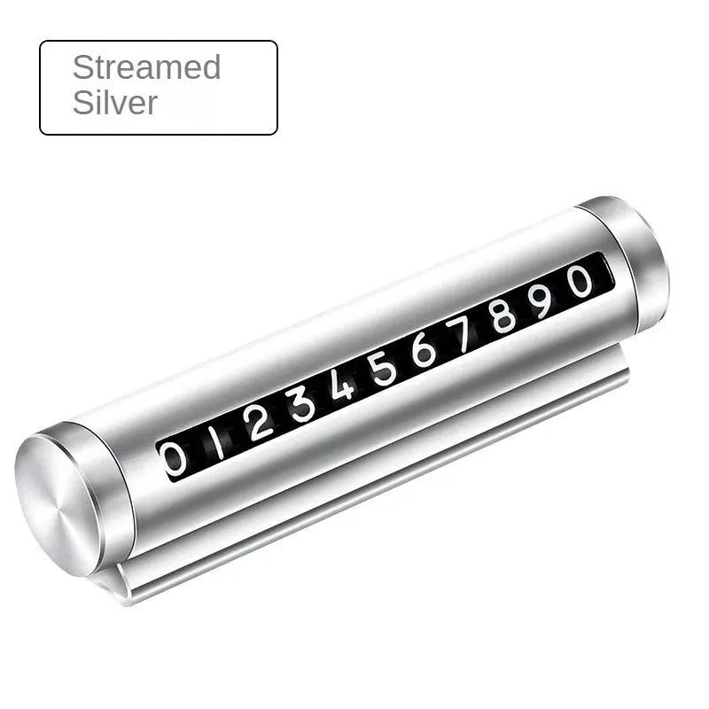 Metal Car Temporary Parking Card Stickers Park Stop in Car-styling Auto Accessories Universal Rotate Phone Number Plate Aluminum