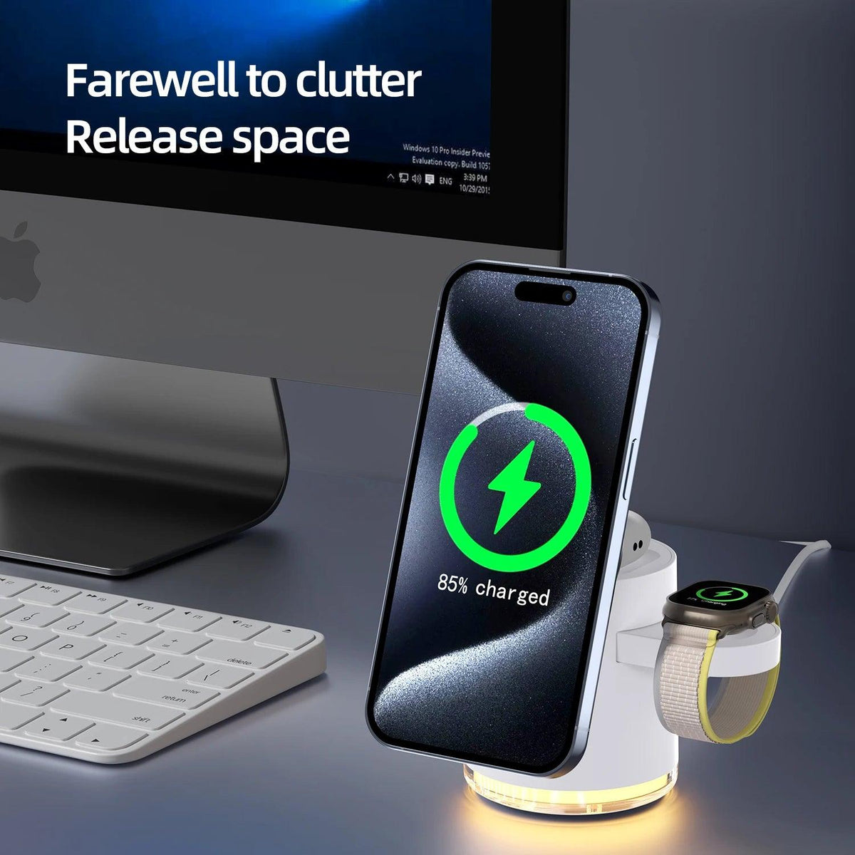 3-in-1 Wireless Charger Qi2 Fast Charging Station Foldable Holder for iPhone 17 16 15 Pro Max Airpods Apple Watch Desktop Stand