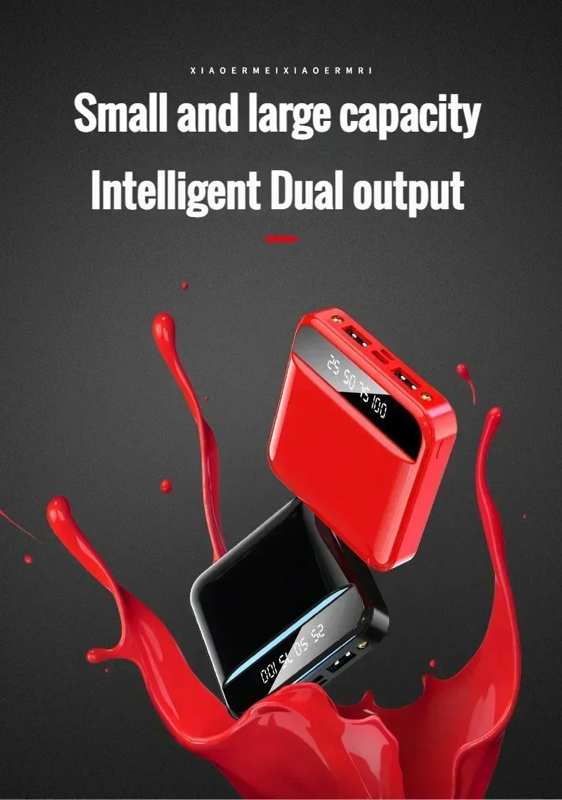 300000mAh Mini Power Bank Portable Charger Mirror Screen LED Digital Powerbank External Battery for iPhone Xiaomi Huawei Samsung