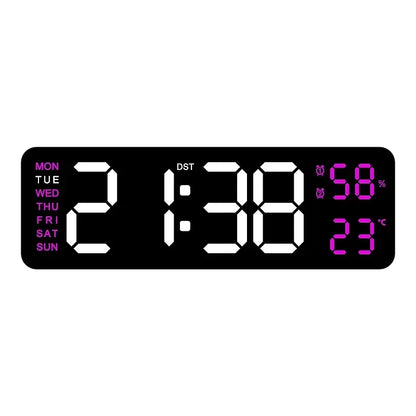9 Inch Large Digital Wall Clock USB Powered TEMP Humidity Week Auto Dimmer DST Table Clock 12/24H Electronic LED Alarm Clock - Urbizia