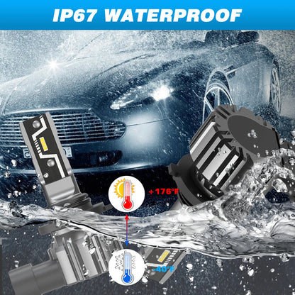 NOVSIGHT LED Headlight Bulbs 2PCS 9005 2PCS H11 Car Headlamp High Low Beam Mini Size 50W 10000LM Headlamp 6500K White Fog Lamp