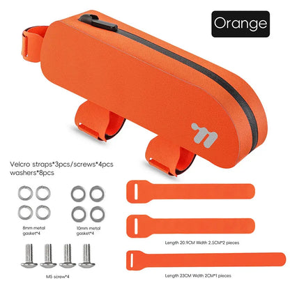 WEST BIKING Bike Top Tube Bag TPU Cycling Front Bag With Screws or Straps Waterproof MTB Road Bike Storage Bag Accessories
