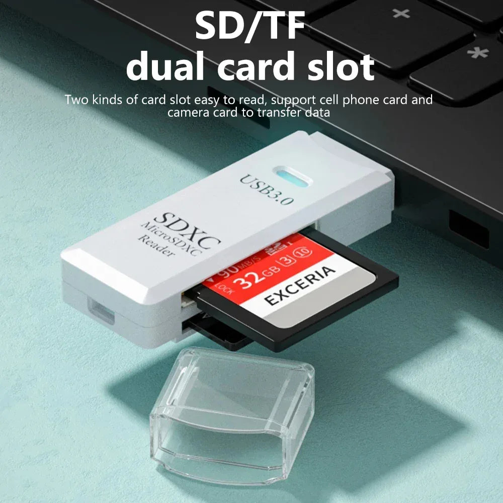 2-in-1 USB 3.0 SD & TF Card Reader High-Speed Adapter
