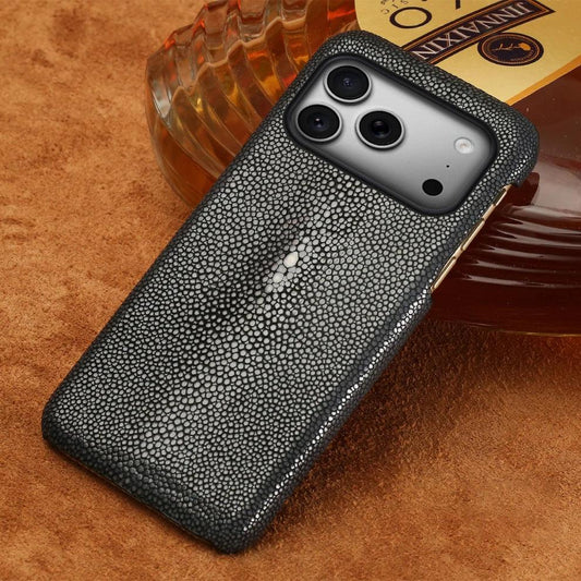 Genuine Stingray Leather Phone Case for iPhone 17 Pro Max Air 16 15 11 12 13 14 Pro Max Plus 15Pro 17Pro 16pro Luxury Back Cover