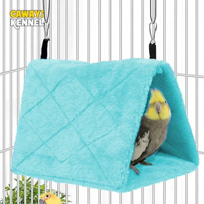 Winter Pet Bird Parrot Cages Warm Plush Hammock Hut Tent Bed Hanging Cave for Sleeping and Hatching Bird Accessories - Urbizia