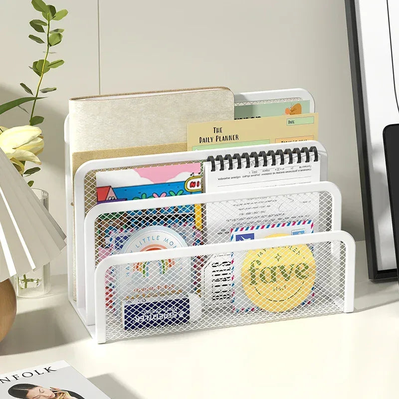 Desk Mail Organizer Small File Holders Letter Organizer Metal Mesh Document/Filing/Folders/Paper Organizer for Desktop - Urbizia