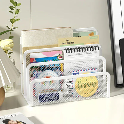Desk Mail Organizer Small File Holders Letter Organizer Metal Mesh Document/Filing/Folders/Paper Organizer for Desktop - Urbizia