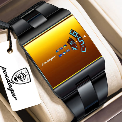 POEDAGAR Top Rectangle Original Men Watch Waterproof Fashion Man Wristwatch Stainless Steel Quartz Sport Men's Watches+Box Reloj
