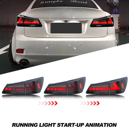 LED Tail Lights Assembly for Lexus IS250 IS350 ISF IS II 200d 220d 2006-2013 Sequential Blinker Black Rear Lamps Assembly