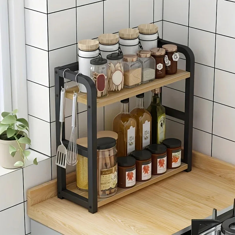 2-Tier Metal Countertop Shelf Kitchen Organizer Rack