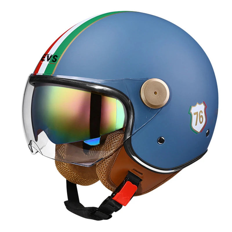 Sevs Open-Face Motorcycle Helmet with Visor