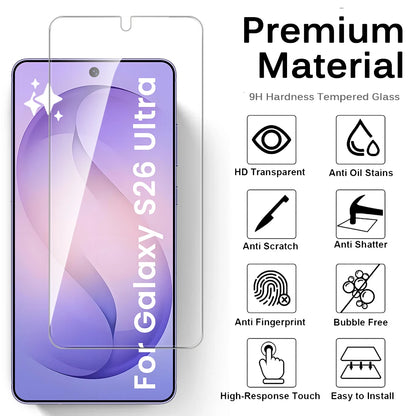 4-1Pcs 9H Tempered Glass For Samsung Galaxy S 26 S26 Ultra Plus S26Ultra S26+ 5G Unlock Screen Protector Explosion-Proof HD Film