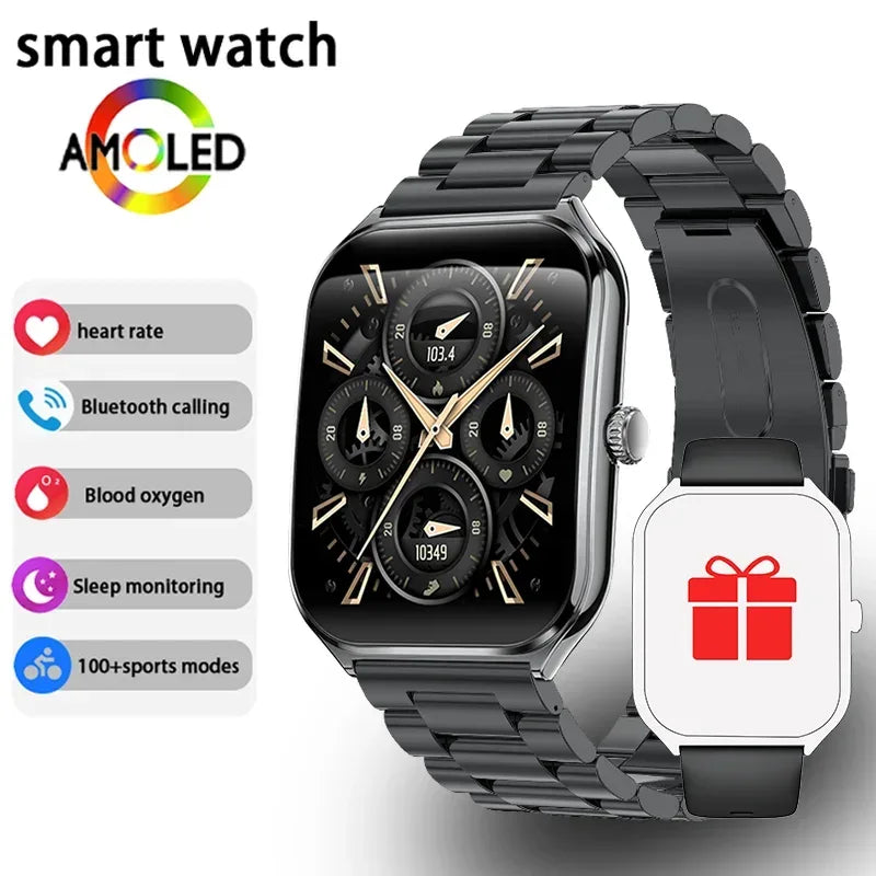 New Ultra Thin Smart Watch men 1.96" AMOLED HD Pixel Display Always Show Time BT Call Reminder Smartwatch Ladies For Android iOS - Urbizia