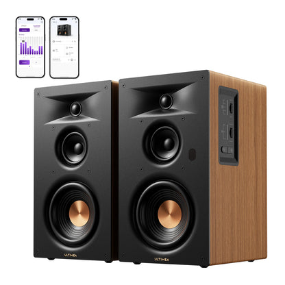 ULTIMEA 5.25'' Three-way Bookshelf Speakers, 70W RMS, App Control, Edge Horn Tech & BassMX, Home Theater Subwoofer, Auracast
