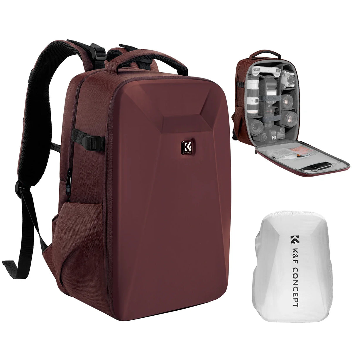 K&F CONCEPT 22L Camera Bag Large Capacity Travel Photography Backpack Waterproof Men's Backpack Bag DSLR/SLR Camera Rain Cover
