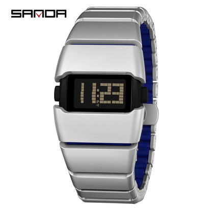 Sanda 9504 Y2k Retro Electronic Watch 5atm Waterproof Night Light Display Snooze Alarm Clock Stopwatch Men's And Women's Watches