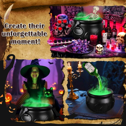 Halloween Cauldron Decoration – Floating Wizard Bowl with Fog & Skeleton Props