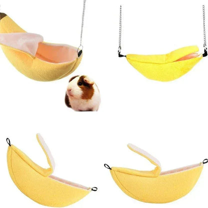 Banana Hamster Bed House Hammock Small Animal Warm Bed House Cage Nest Hamster Accessory for Sugar Glider Hamster Small Bird Pet - Urbizia
