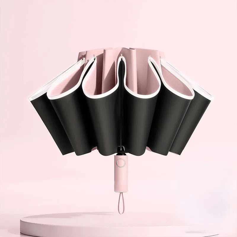 Men Women Umbrella  Fully Automatic Reverse Folding Umbrella with Windproof Reflective Stripe UV Umbrellas