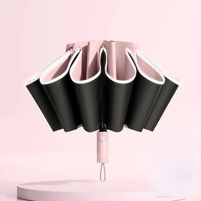 Men Women Umbrella  Fully Automatic Reverse Folding Umbrella with Windproof Reflective Stripe UV Umbrellas