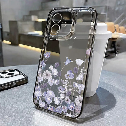 Floral Shockproof Transparent Silicone Phone Case for iPhone