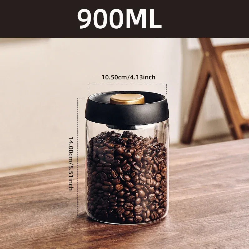 Vacuum Sealed Glass Coffee & Food Storage Jar