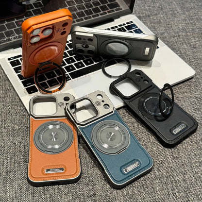 For Magsafe 360 Rotating Bracket Case for iPhone 18 Pro Max 17 16 15 14 13 12 Pro Magnetic Frameless Leather Aromatherapy Cover