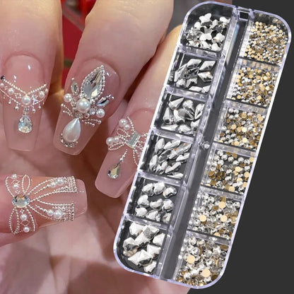 100/50cm Long Luxury Crystal Chain Nail Charms 1.5/2mm Shinying Clear/AB Diamond Nail Art Metal Steel French Manicure Crystal