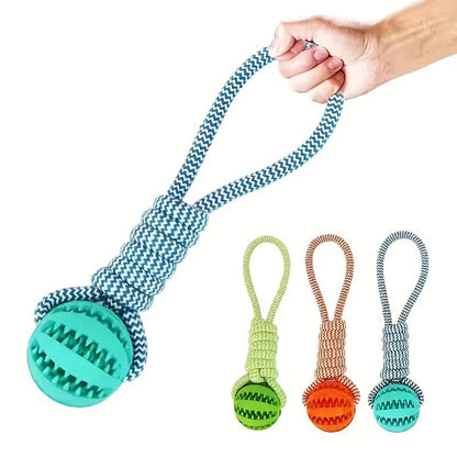 Dog Chew Toy Cotton Rope Tug Toy with Treat Dispensing Rubber Ball Durable Bite Resistant Teeth Cleaning Interactive Training Toy for Puppy Small Medium Dogs Green