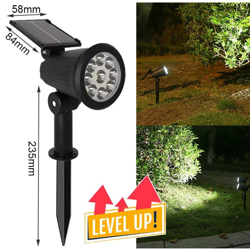 9 LED Solar Spotlights Outdoor IP65 Waterproof Brightness Adjustable Spot Light Garden Backyard Driveway Patio Decor Lamp