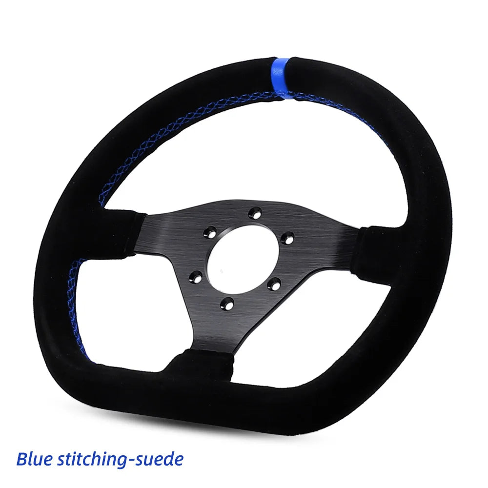 300mm Racing Steering Wheel Flat Suede Car Drift Pc Game Wheels Control Universal PCD-70mm