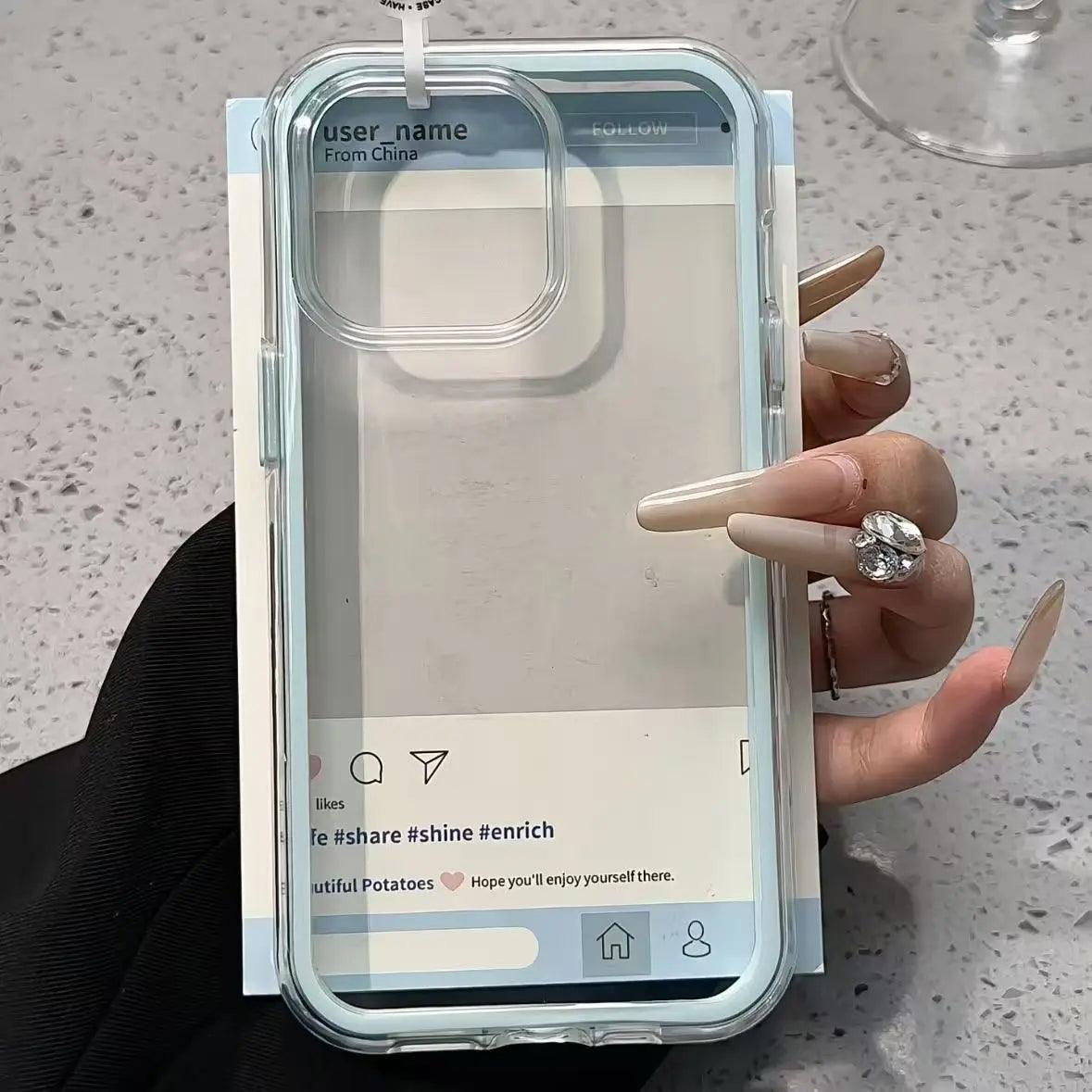 Luxury Candy Color Frame Clear Back Phone Case For iPhone 17 16 15 14 13 12 Pro Max 11 16PLUS 17 Acrylic Shockproof Bumper Cover